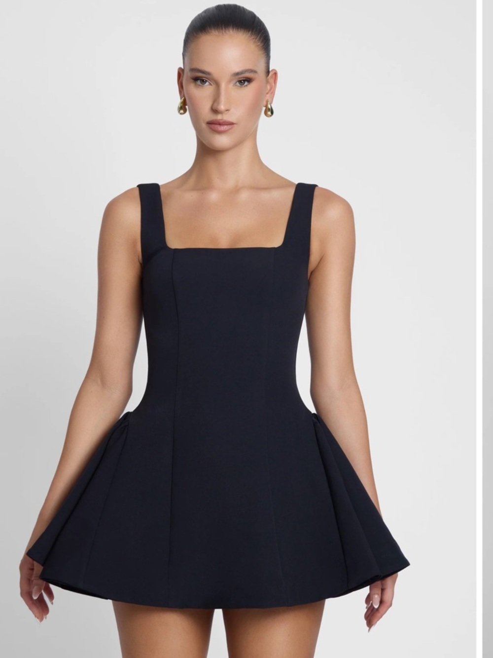 Structured Black Fit-and-Flare Mini Dress